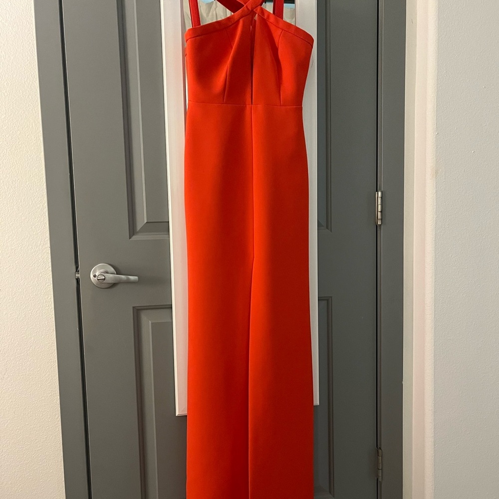 Elegant Redish orange Halter ball gown
